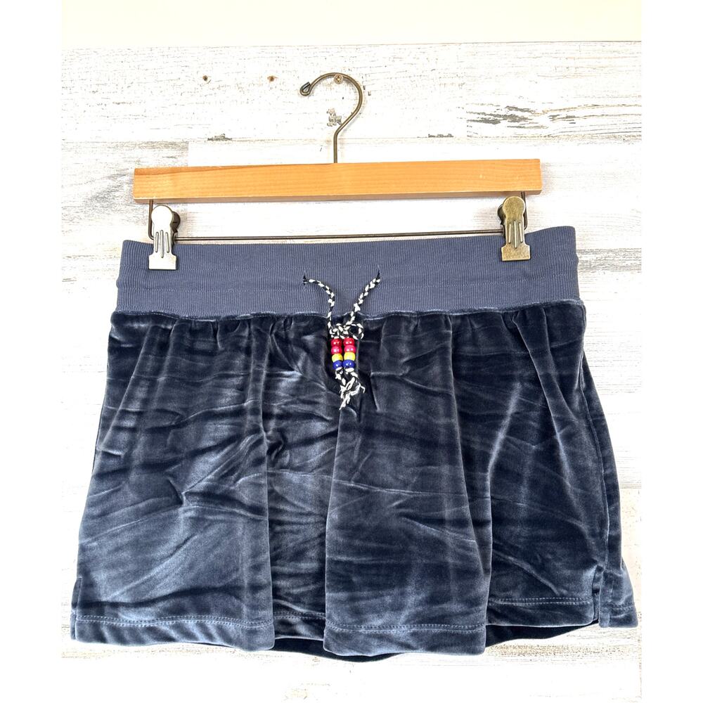 Natural Life Womens M Gray Blue Velvet Beaded Boho Skort Pull On Casual